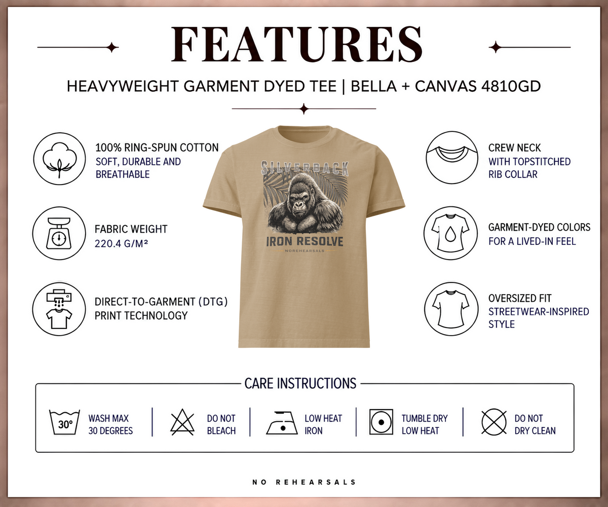 SILVERBACK – IRON RESOLVE Men’s Oversized Vintage Wash T-Shirt