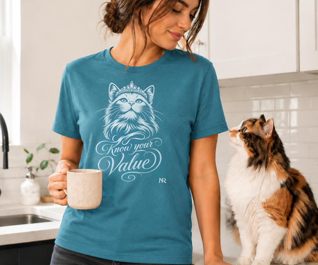 KNOW YOUR VALUE Women’s Cat Graphic Tee