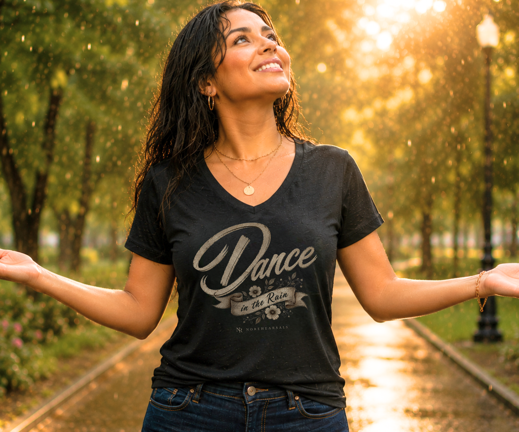 DANCE IN THE RAIN Women’s V-Neck T-Shirt