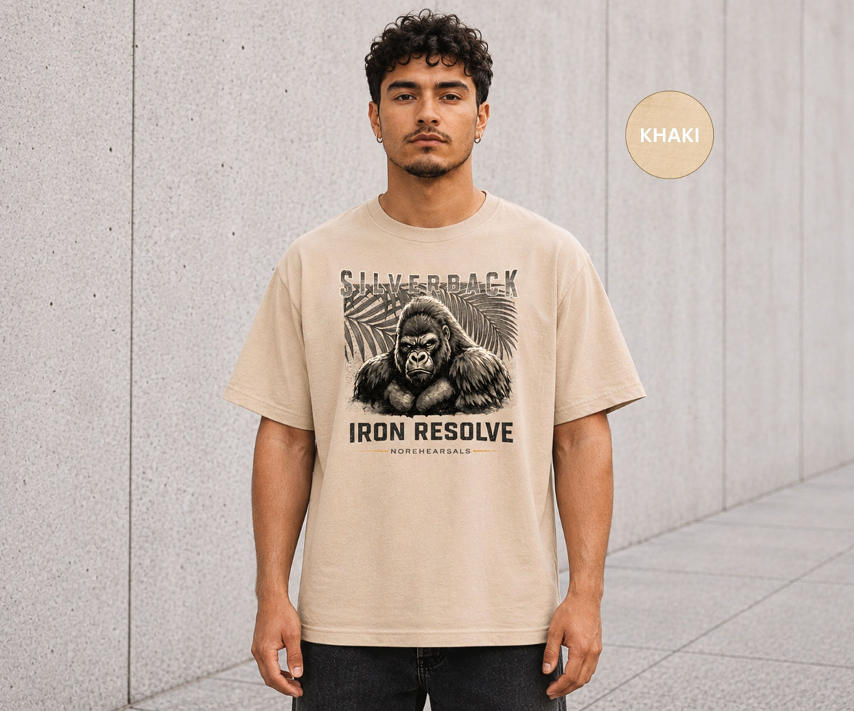 SILVERBACK – IRON RESOLVE Men’s Oversized Vintage Wash T-Shirt