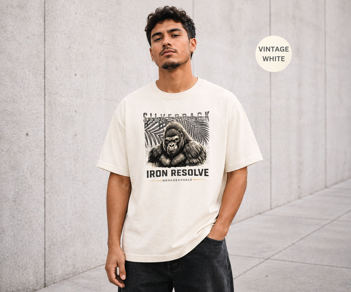 SILVERBACK – IRON RESOLVE Men’s Oversized Vintage Wash T-Shirt
