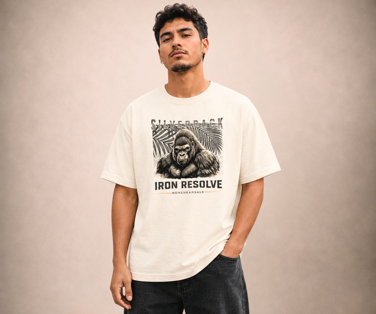 SILVERBACK – IRON RESOLVE Men’s Oversized Vintage Wash T-Shirt