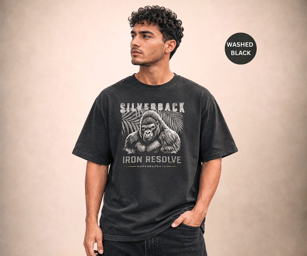 SILVERBACK – IRON RESOLVE Men’s Oversized Vintage Wash T-Shirt