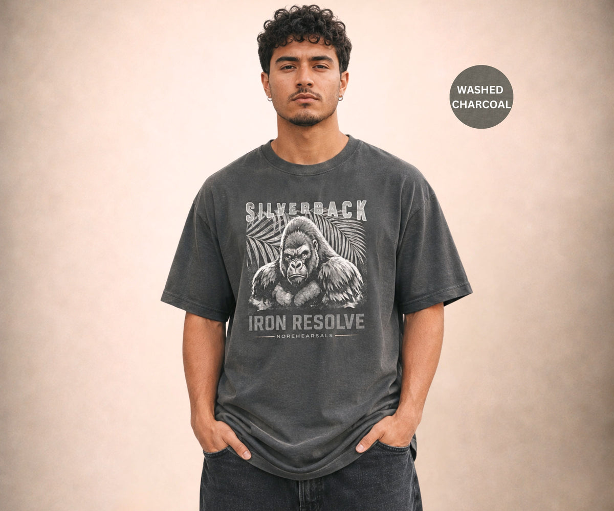SILVERBACK – IRON RESOLVE Men’s Oversized Vintage Wash T-Shirt
