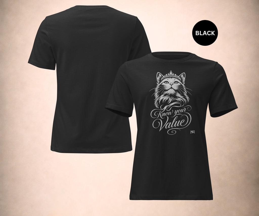 KNOW YOUR VALUE Women’s Cat Graphic Tee