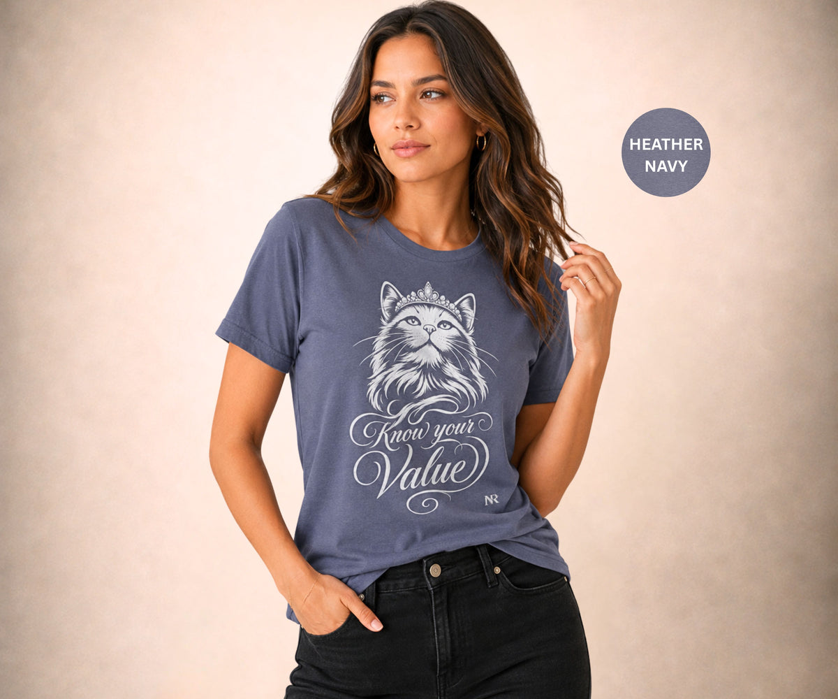 KNOW YOUR VALUE Women’s Cat Graphic Tee