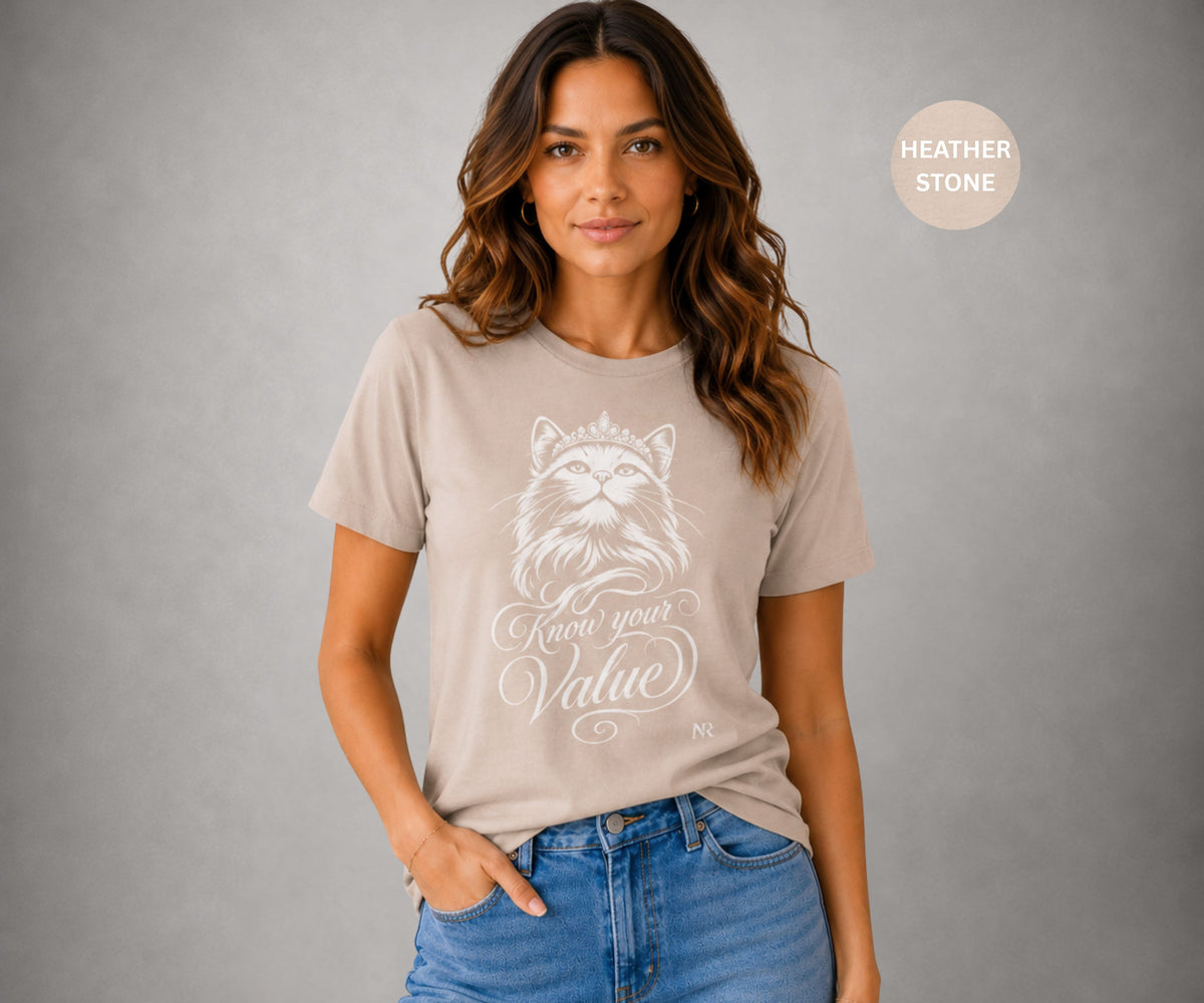 KNOW YOUR VALUE Women’s Cat Graphic Tee