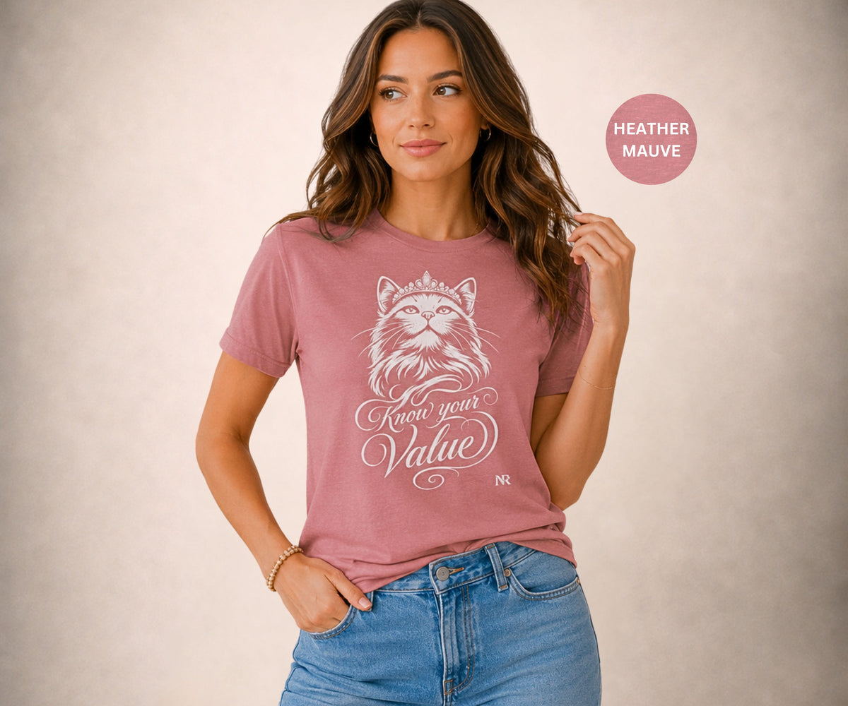 KNOW YOUR VALUE Women’s Cat Graphic Tee