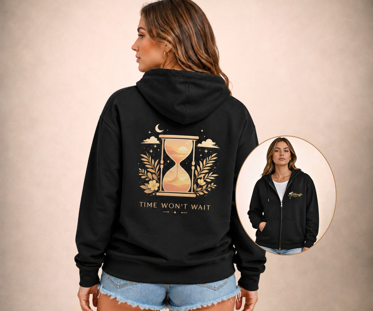 TIME WON'T WAIT Women's Zip Up Hoodie