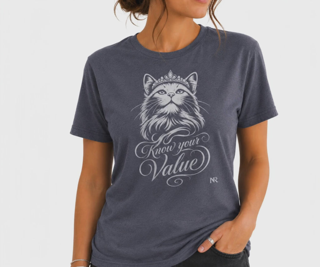 KNOW YOUR VALUE Women’s Cat Graphic Tee
